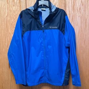 Columbia Two-Tone Blue and Navy Packable Rain Jacket
